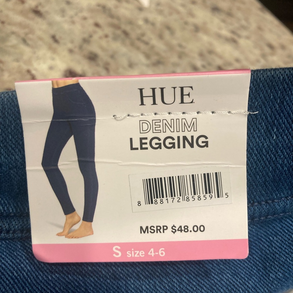 HUE Women's small denim stretch yoga/leggings pants NWT, $48 MSRP - Picture 8 of 9